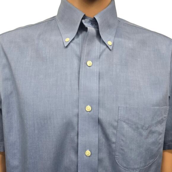 Brooks Brothers 346 Short Sleeve Non-iron The Original Polo Shirt Men 15 Blue - Picture 3 of 14